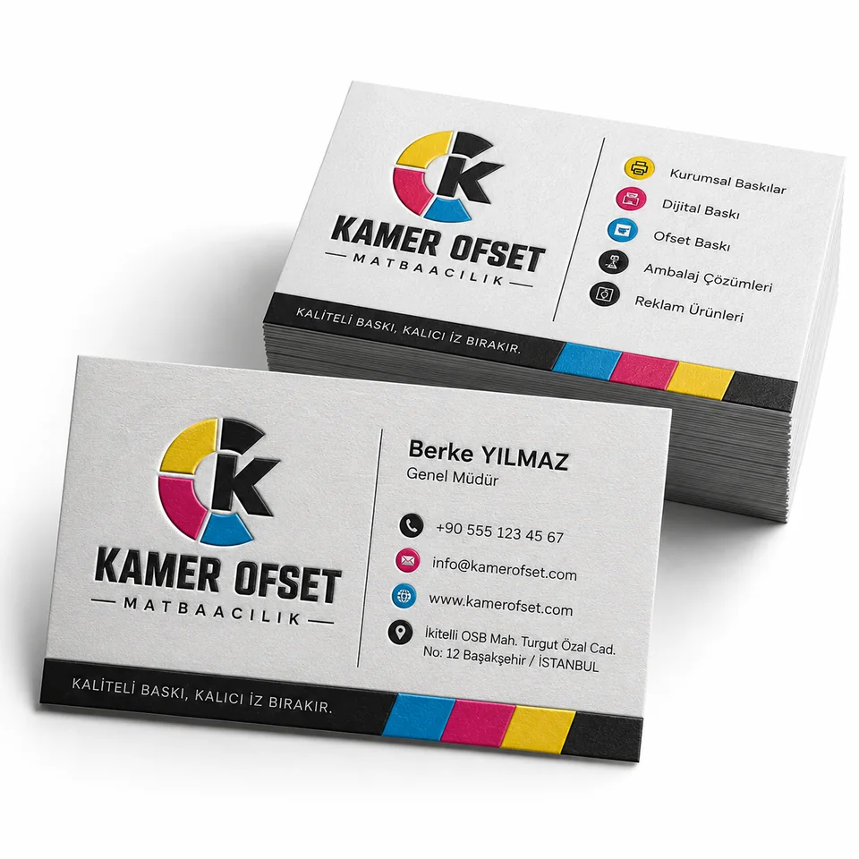 Logo ve iletişim bilgileri içeren kartvizit örnekleri