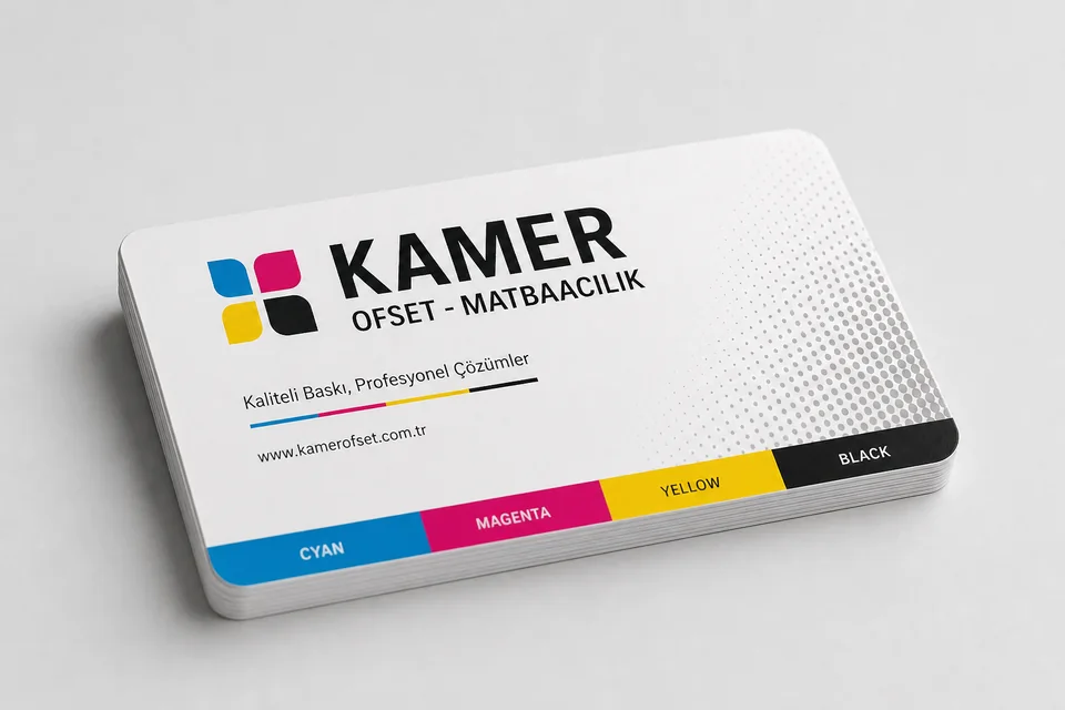 Baskı renkleri ve logo bulunan ürün kartelası örneği